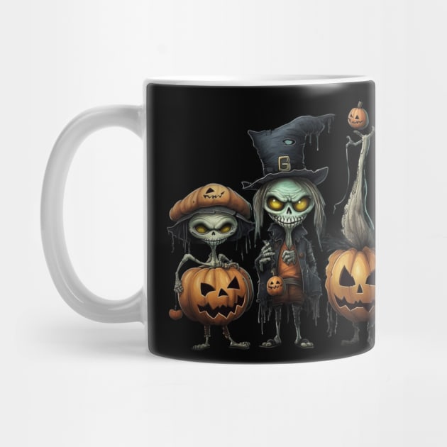 Halloween Characters: Skeleton Pumpkinhead, Zombie and Ghost by emblemat2000@gmail.com